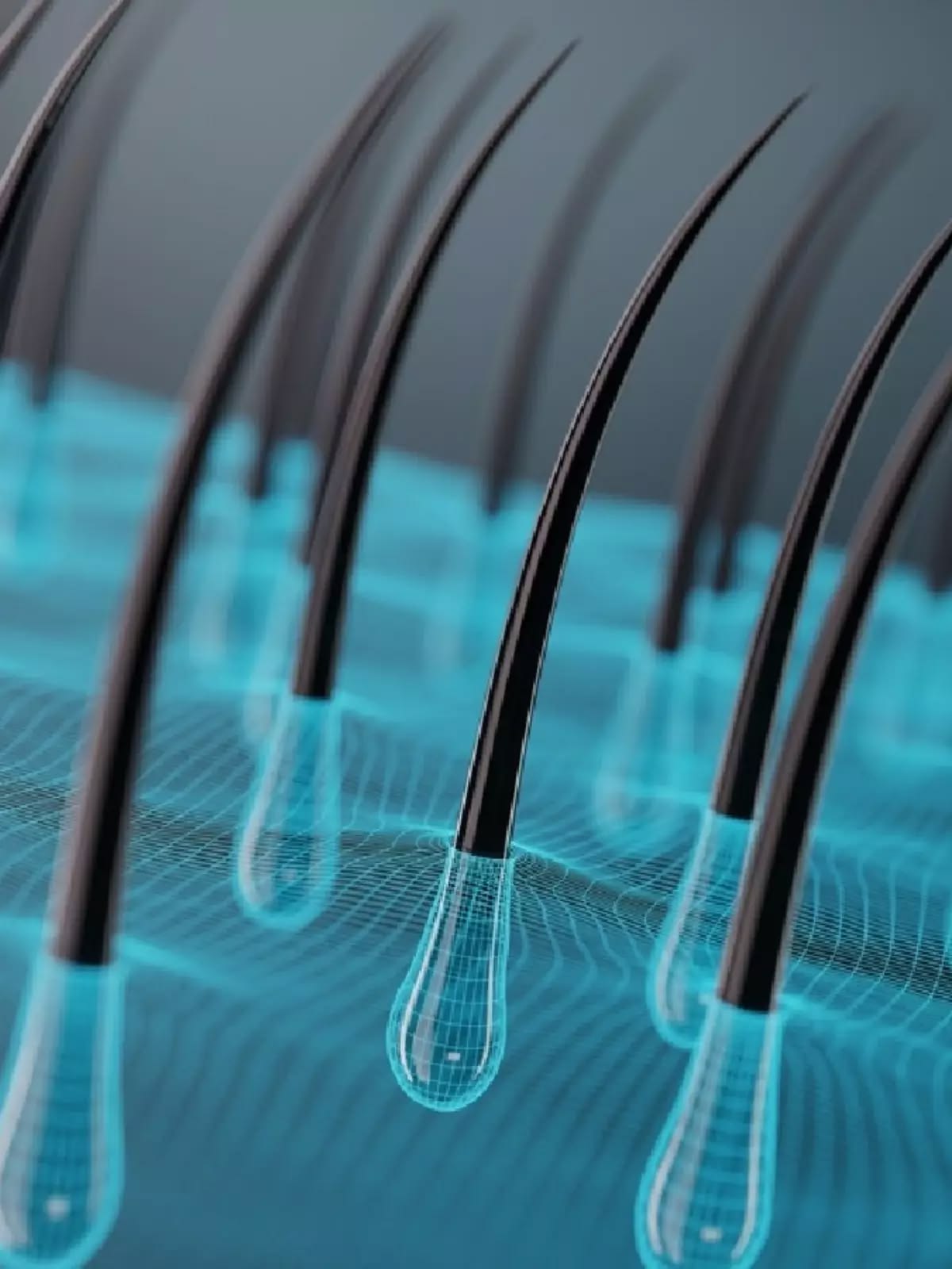 Clean pristine optimized hair strands close up perspective graphic